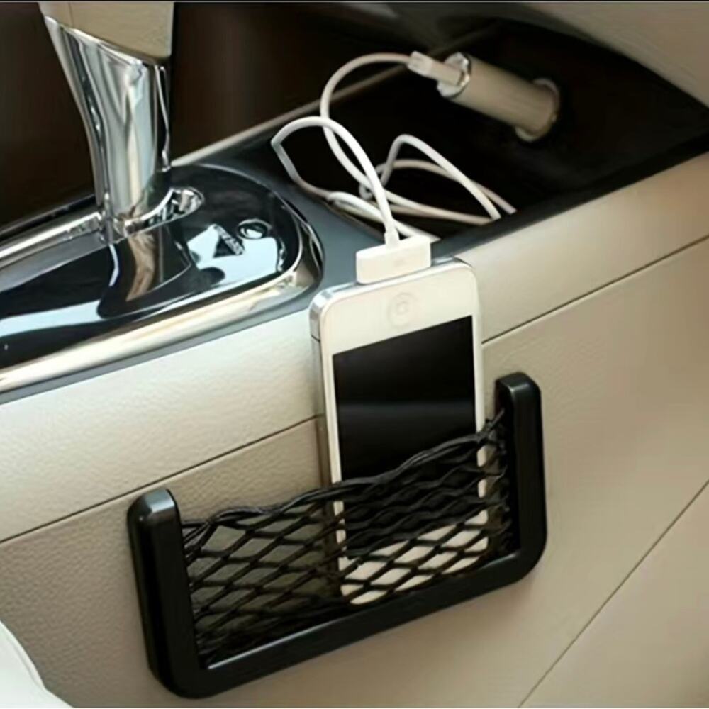 Cell Phone & Accessory Holder for Car Truck Black with Elastic Net